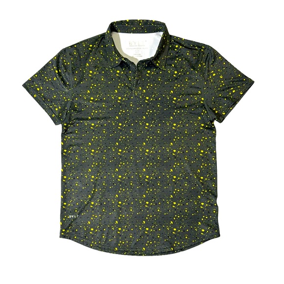 BYLT premium basics mens M Medium dark green starburst pattern golf polo shirt - Picture 1 of 4